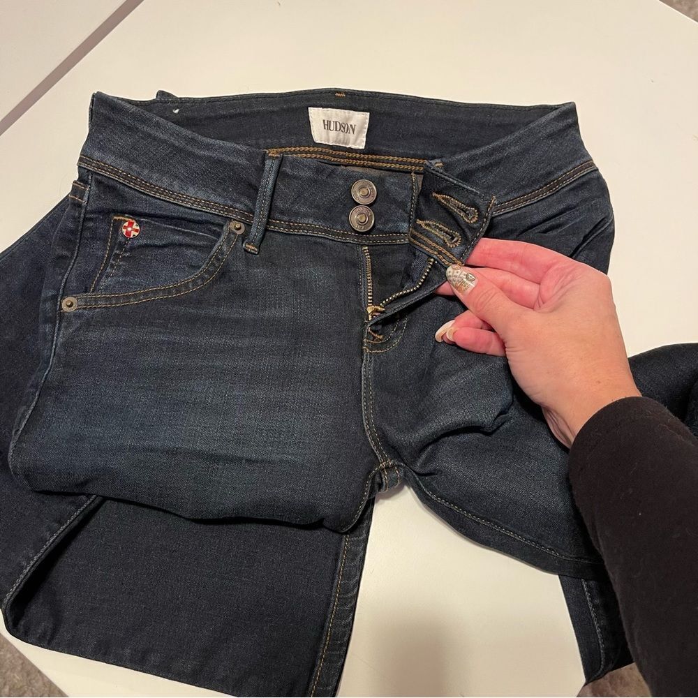 Hudson Jeans Mid-rise Flare Bootcut in Dark Blue Indigo Denim SZ 25 NEW - Picture 10 of 13